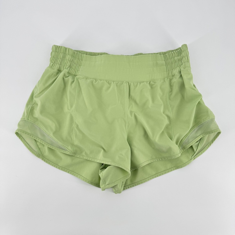 Lululemon Hotty Hot HR Short 2.5 Lined Lemongrass Green LW7DE5S Womens 12